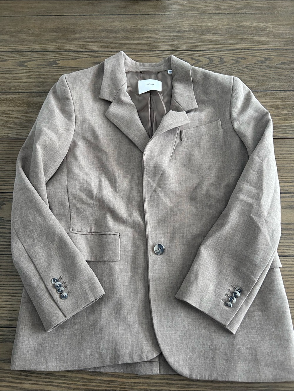 Aritzia Wilfred Taupe Single-Button Blazer
